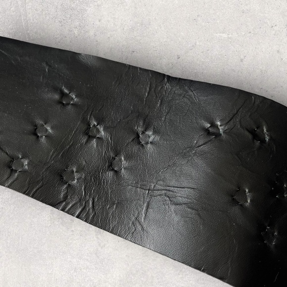 Susan Hyman Vintage Black Suede Belt Wide Studded Half Moon Buckle 80s Statement - Picture 10 of 15